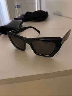 Saint Laurent Black Angular Cat-Eye Sunglasses